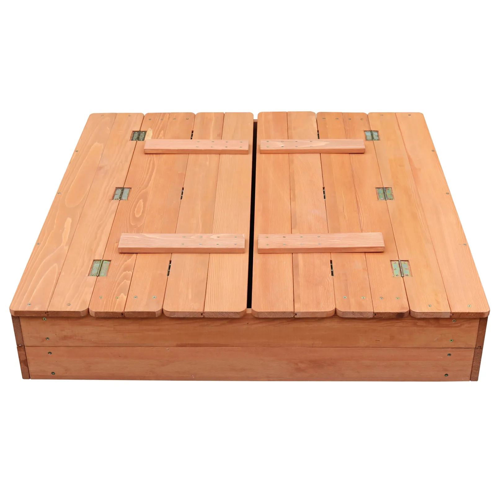 Little Helper Allergikerfreundlicher Sandkasten aus Naturholz für Kinder mit Deckel und Sitzen | Outdoor-Sandkasten für Kinder | Optionale wasserdichte Abdeckung | 97 x 97 x 20 cm