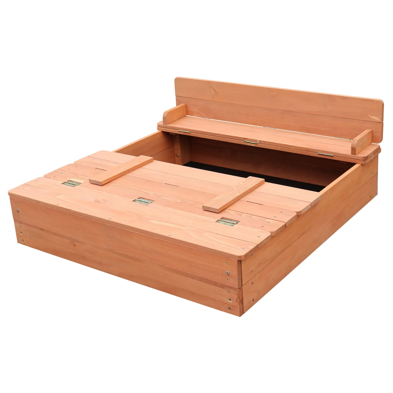Little Helper Allergikerfreundlicher Sandkasten aus Naturholz für Kinder mit Deckel und Sitzen | Outdoor-Sandkasten für Kinder | Optionale wasserdichte Abdeckung | 97 x 97 x 20 cm