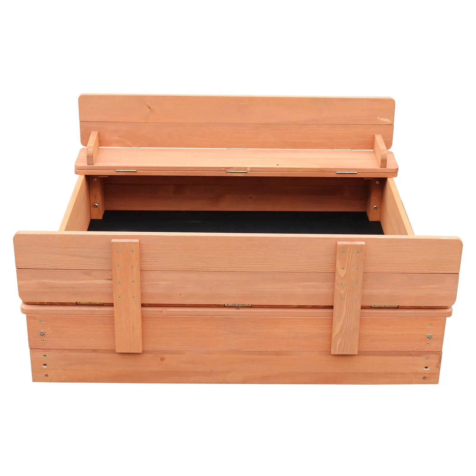 Little Helper Allergikerfreundlicher Sandkasten aus Naturholz für Kinder mit Deckel und Sitzen | Outdoor-Sandkasten für Kinder | Optionale wasserdichte Abdeckung | 97 x 97 x 20 cm