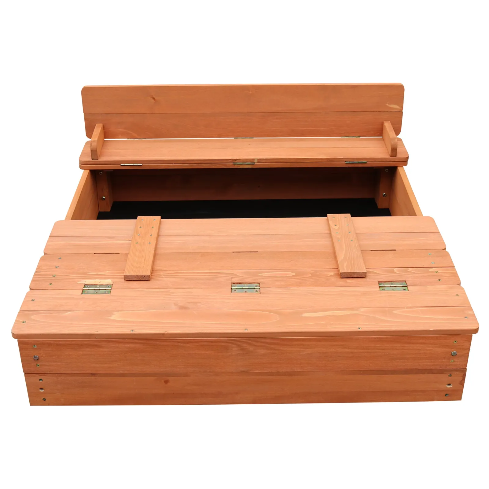 Little Helper Allergikerfreundlicher Sandkasten aus Naturholz für Kinder mit Deckel und Sitzen | Outdoor-Sandkasten für Kinder | Optionale wasserdichte Abdeckung | 97 x 97 x 20 cm