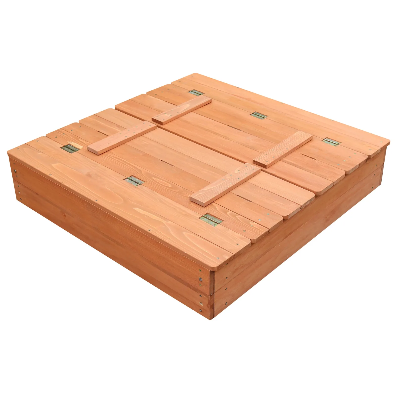 Little Helper Allergikerfreundlicher Sandkasten aus Naturholz für Kinder mit Deckel und Sitzen | Outdoor-Sandkasten für Kinder | Optionale wasserdichte Abdeckung | 97 x 97 x 20 cm