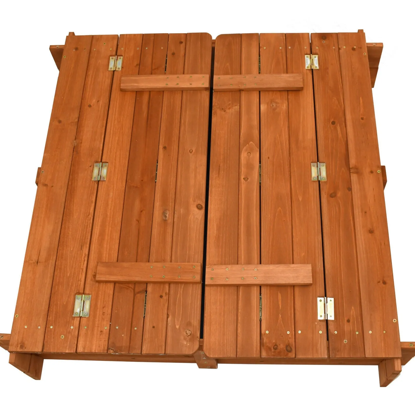 Little Helper Allergikerfreundlicher vorbehandelter Holzsandkasten mit Deckel und Sitzen | Outdoor-Sandkasten für Kinder von 3–8 Jahren | 96 x 96 cm