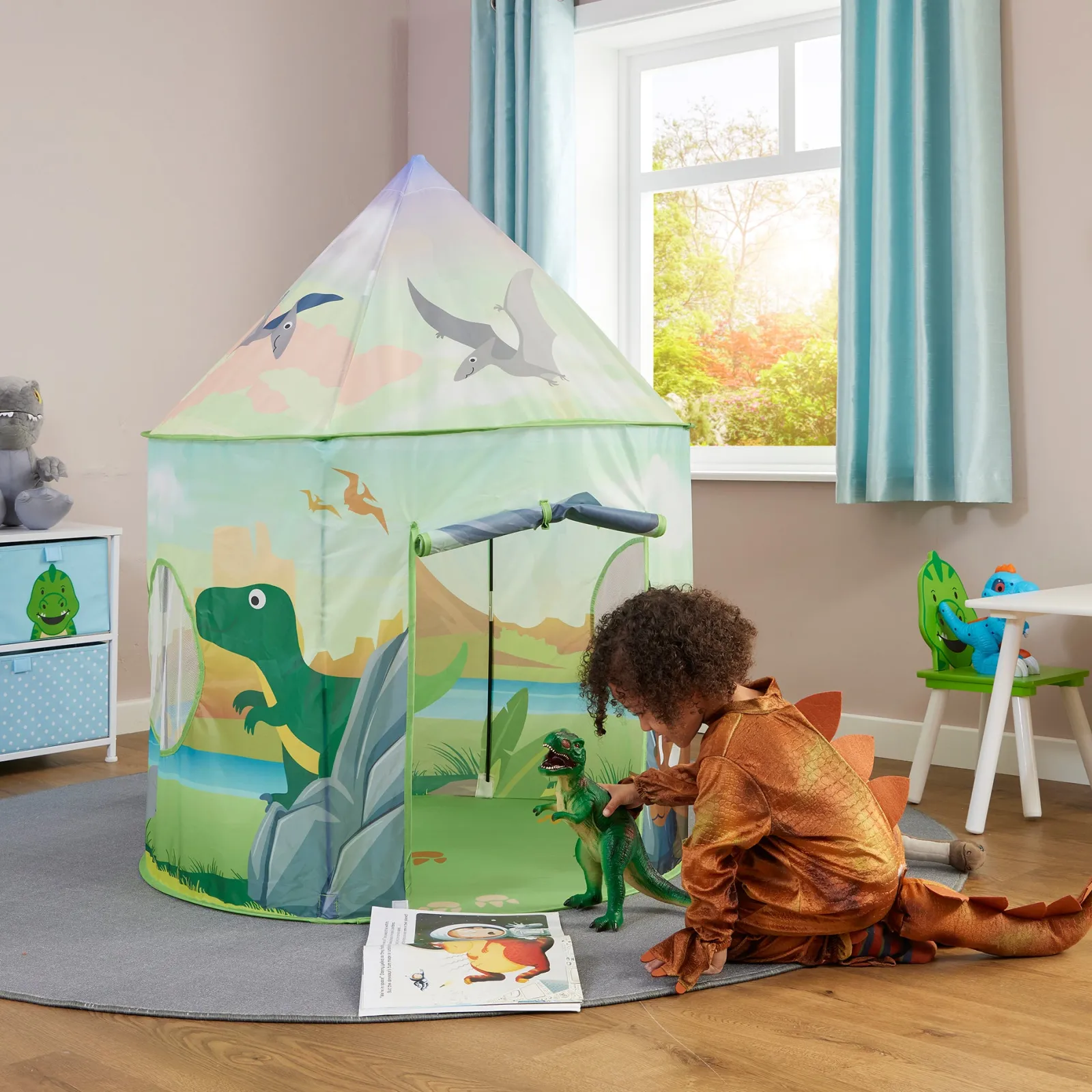 Little Helper Austismusfreundliches Pop-up-Spielzelt mit Dinosauriern für Kinder ab 2 Jahren | Höhle | Aufbewahrungstasche | 18m +