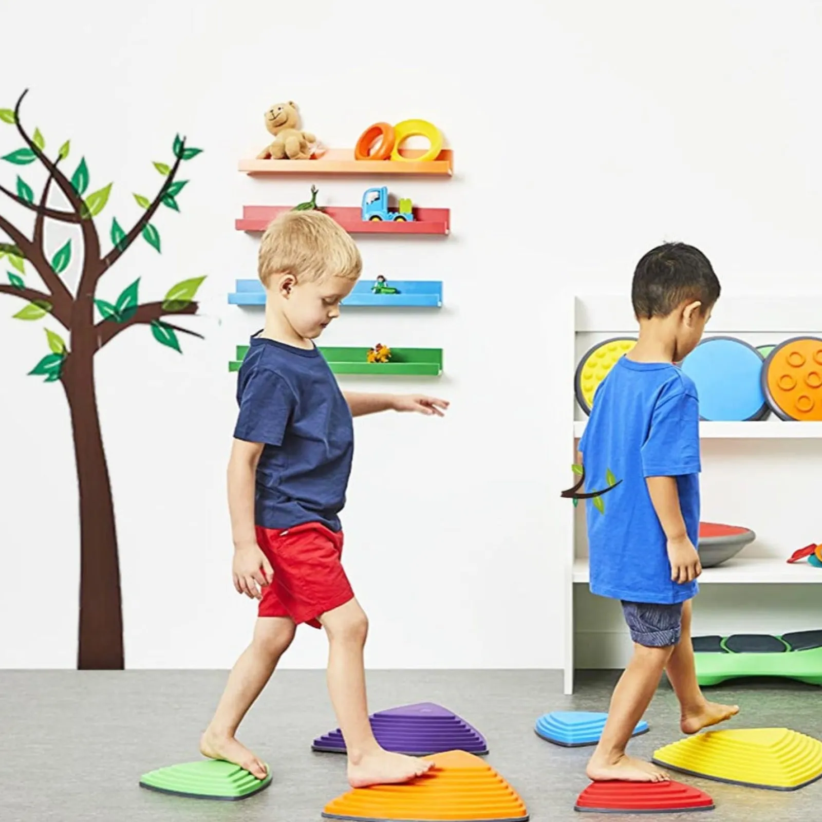 Kinder Little Helper Autismusfreundliche Sensorische Große 6-Teilige Montessori-Gonge-Flusssteine ​​ | Primärfarben