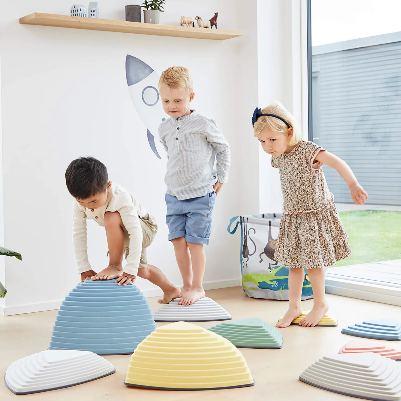 Kinder Little Helper Autismusfreundliches, Sensorisches 3-Teiliges Großes Montessori-Gonge-Hügelstück | Trittsteine ​​ | Pastellfarben