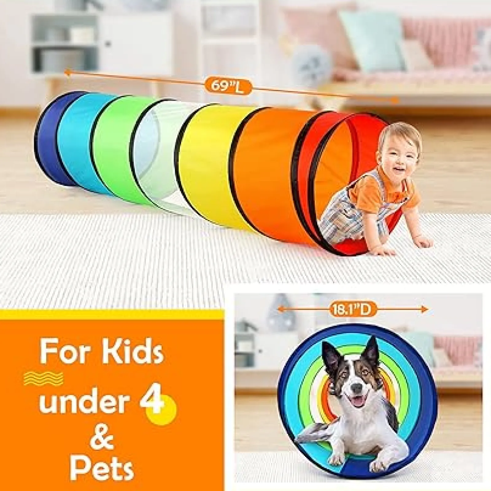 Little Helper Bunter Pop-Up-Spieltunnel für drinnen und draußen für Kinder | Höhle | Spielgeräte für den Garten
