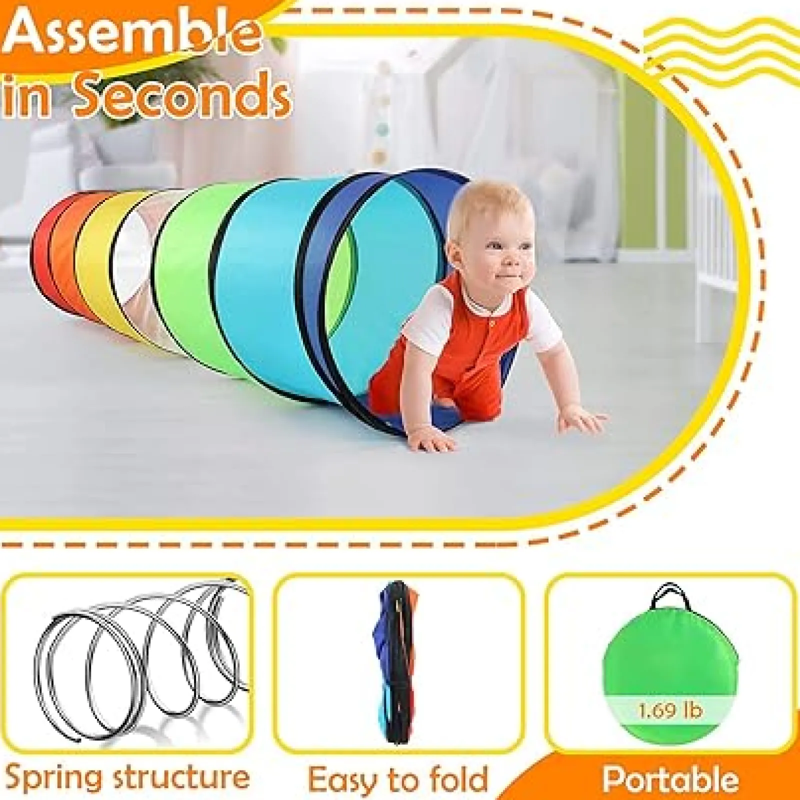 Little Helper Bunter Pop-Up-Spieltunnel für drinnen und draußen für Kinder | Höhle | Spielgeräte für den Garten