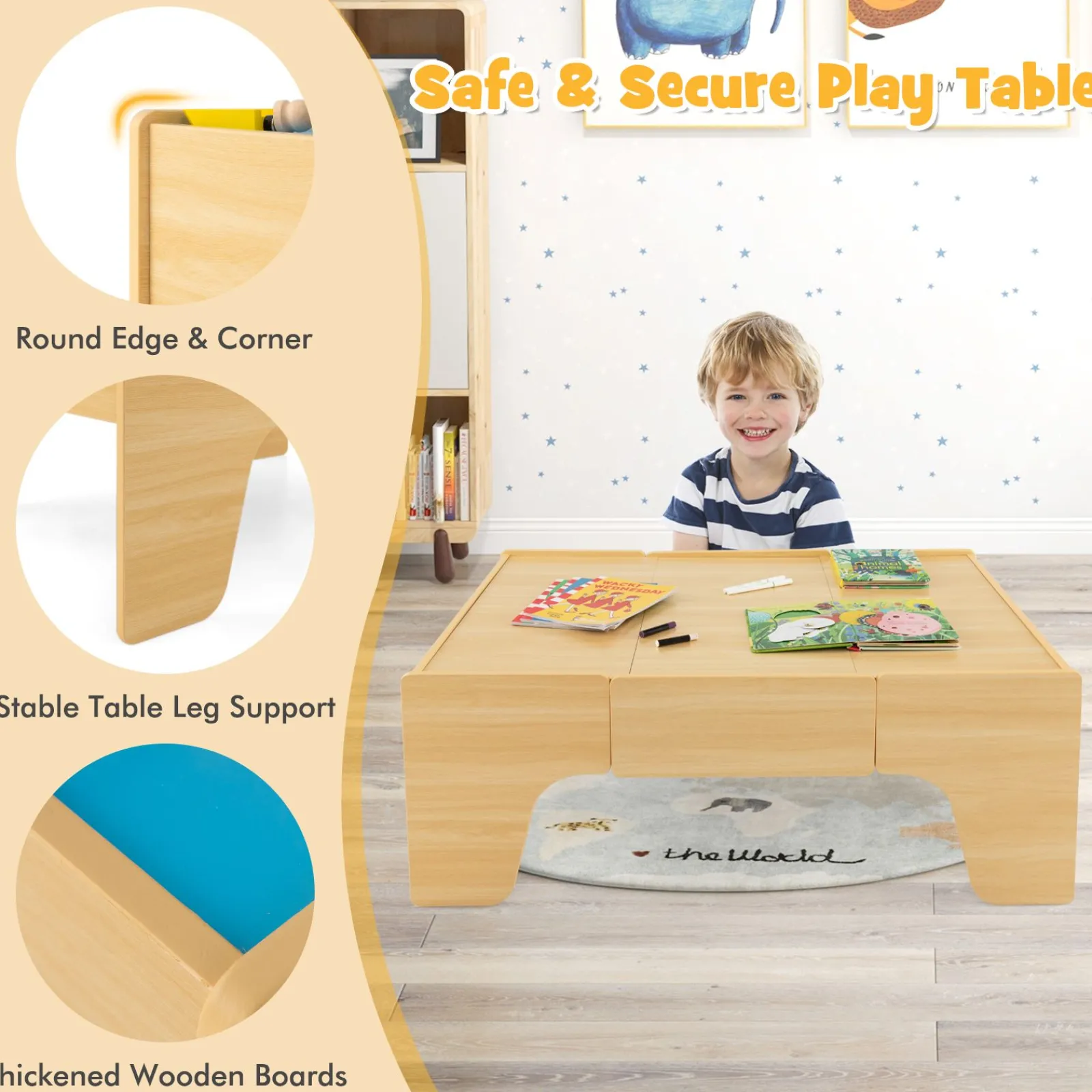 Kinder Little Helper Deluxe großes Montessori 2-in-1 Holzeisenbahn-Set und Tisch | 84-teiliges Zugset