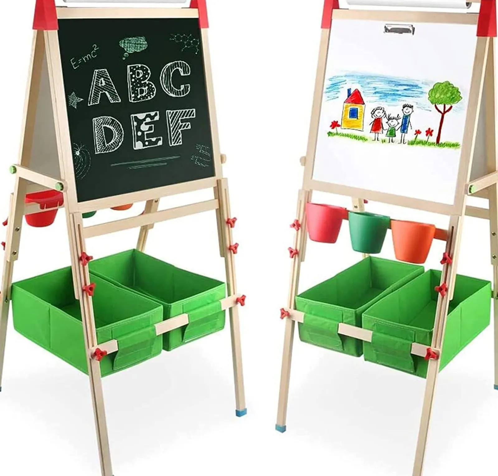 Kinder Little Helper Deluxe höhenverstellbare Kinderstaffelei aus Öko-Kiefernholz | Magnetische Tafel mit 30-teiligem Zubehörset | Aufbewahrung | 3–10 Jahre