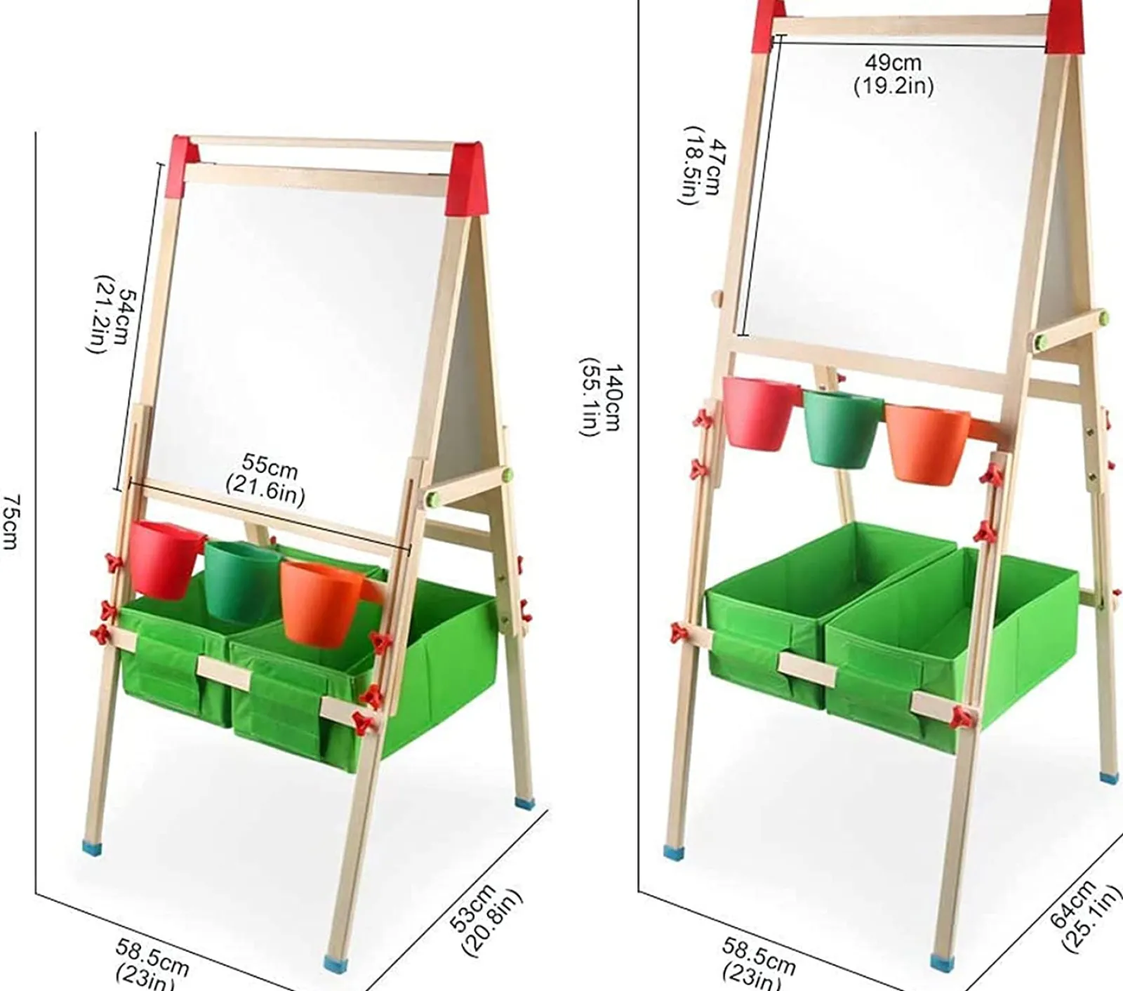 Kinder Little Helper Deluxe höhenverstellbare Kinderstaffelei aus Öko-Kiefernholz | Magnetische Tafel mit 30-teiligem Zubehörset | Aufbewahrung | 3–10 Jahre