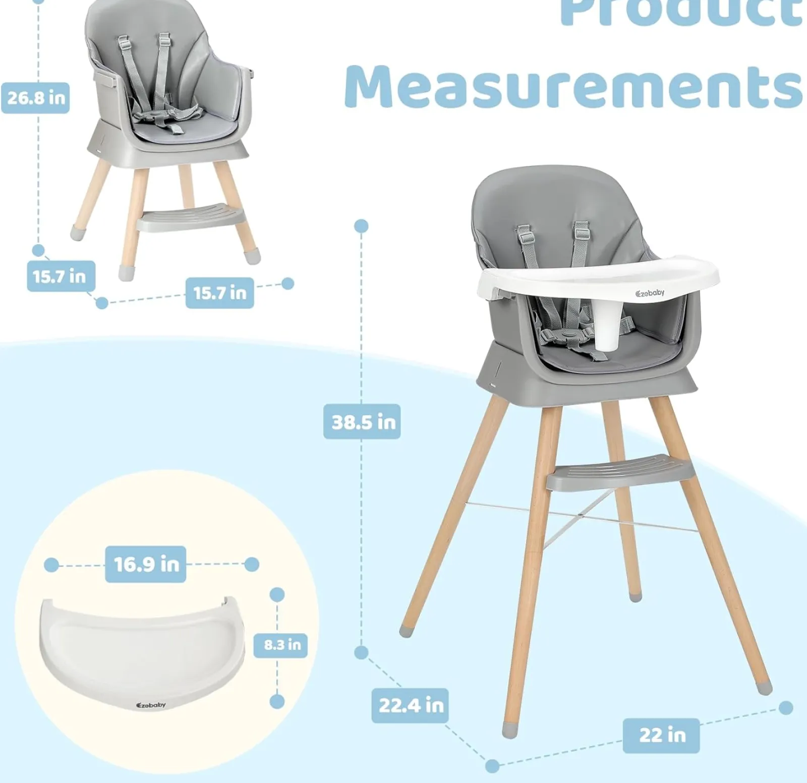 Kinder Little Helper Deluxe 6-in-1-Hochstuhl | Booster | Hocker | Niedriger Stuhl | Grau oder Creme | 6m - 99 Jahre