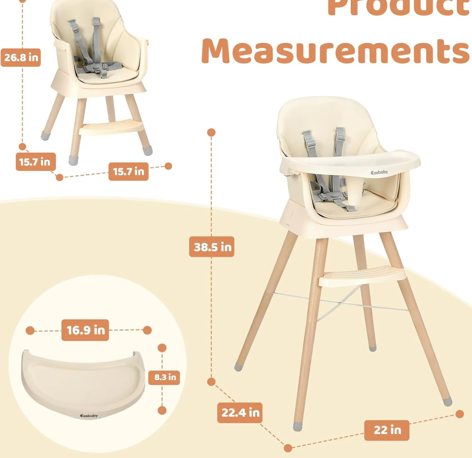 Kinder Little Helper Deluxe 6-in-1-Hochstuhl | Booster | Hocker | Niedriger Stuhl | Grau oder Creme | 6m - 99 Jahre