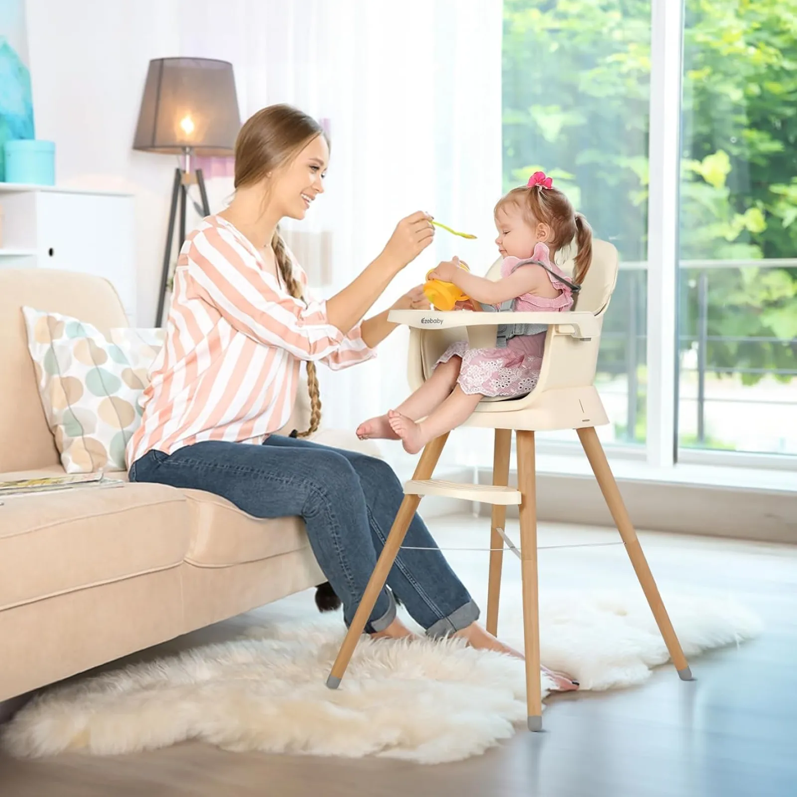Kinder Little Helper Deluxe 6-in-1-Hochstuhl | Booster | Hocker | Niedriger Stuhl | Grau oder Creme | 6m - 99 Jahre
