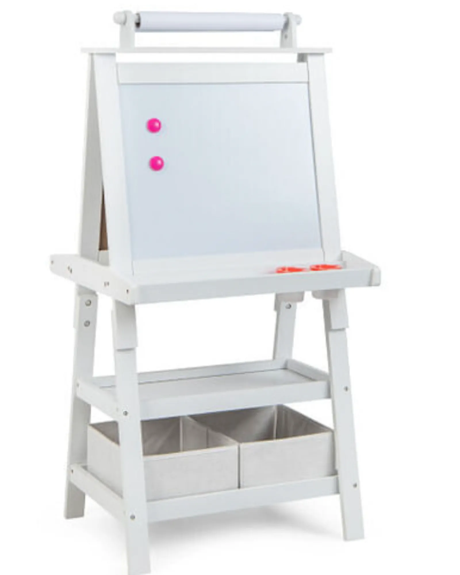 Kinder Little Helper Deluxe Öko-Staffelei | Doppelseitige Whiteboard- und Kreidetafel-Malstaffelei mit Papierrolle | 2 Aufbewahrungsboxen | Weiß