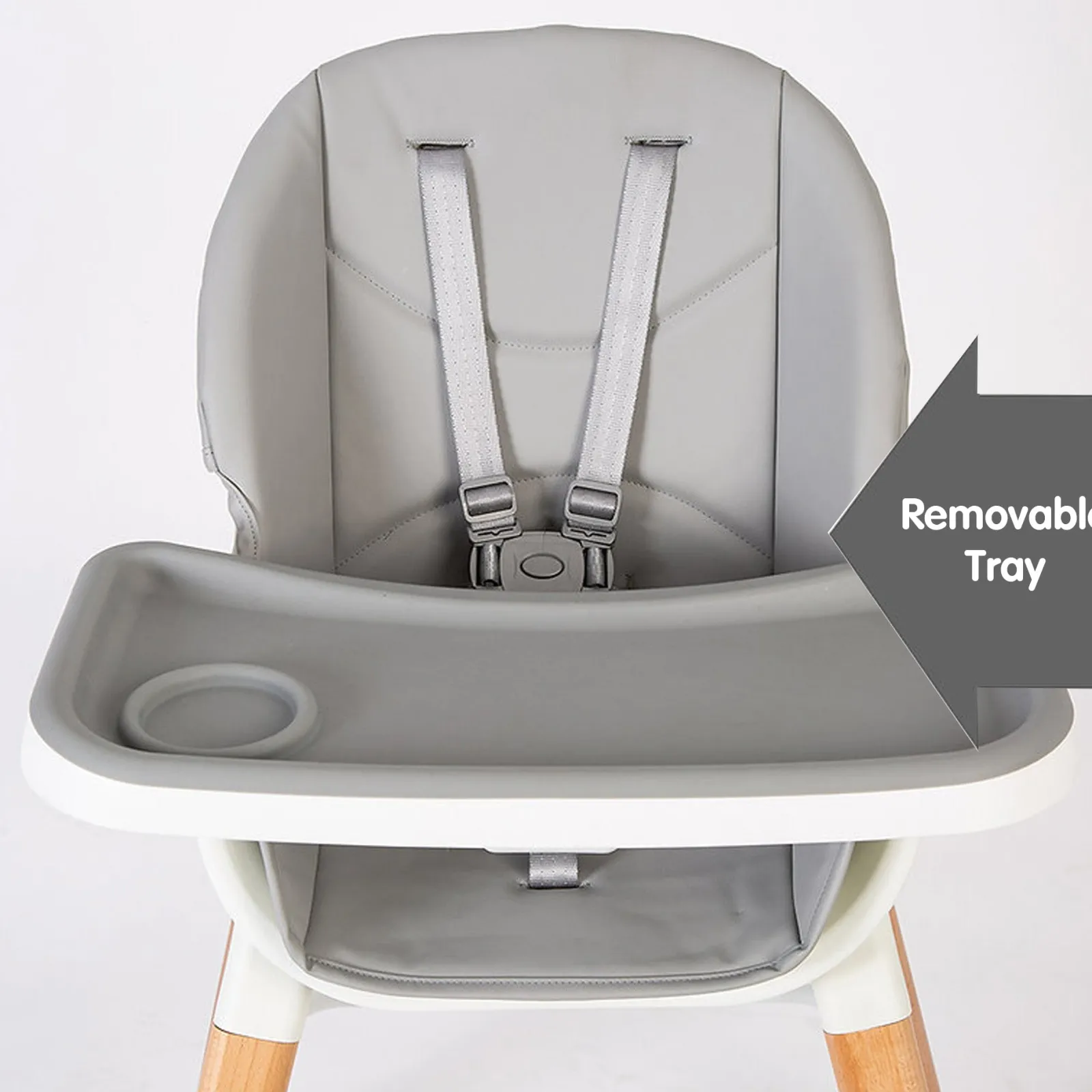 Little Helper Deluxe Montessori 7-in-1 Hochstuhl & Tablett | Niedriger Stuhl | Sitzerhöhung | Hocker | Graues Kissen | 6M+