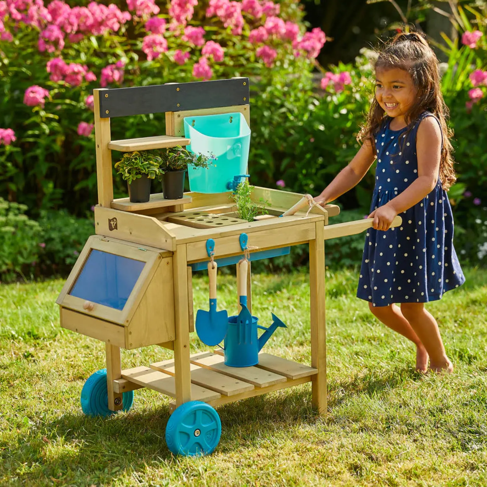 Little Helper Deluxe Montessori Öko- und FSC-Naturholz 2-in-1 Matschküche | Pflanzbank | Ab 3 Jahren