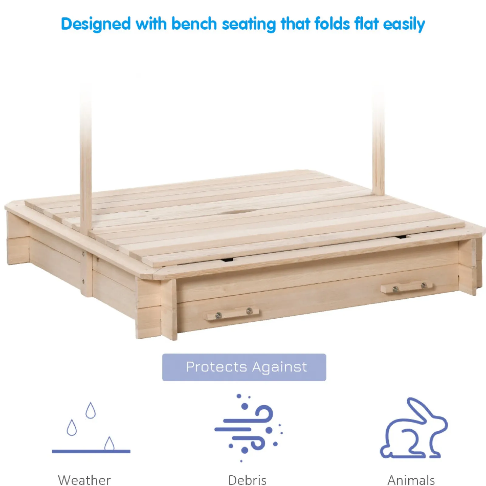 Little Helper Deluxe Montessori Umweltbewusster, robuster Sandkasten aus Zedernholz mit Bank und Baldachin | 3-6 Jahre