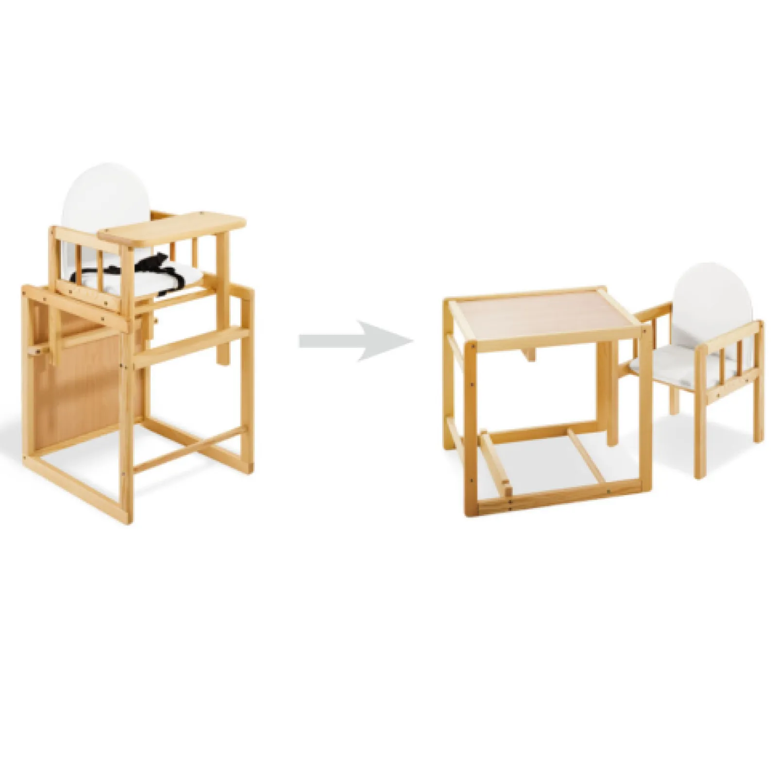 Little Helper Deluxe-Kombi-Hochstuhl aus umweltfreundlichem Kiefernholz, höhenverstellbar | Tisch- und Stuhlset | Natürlich | 6 Monate - 6 Jahre