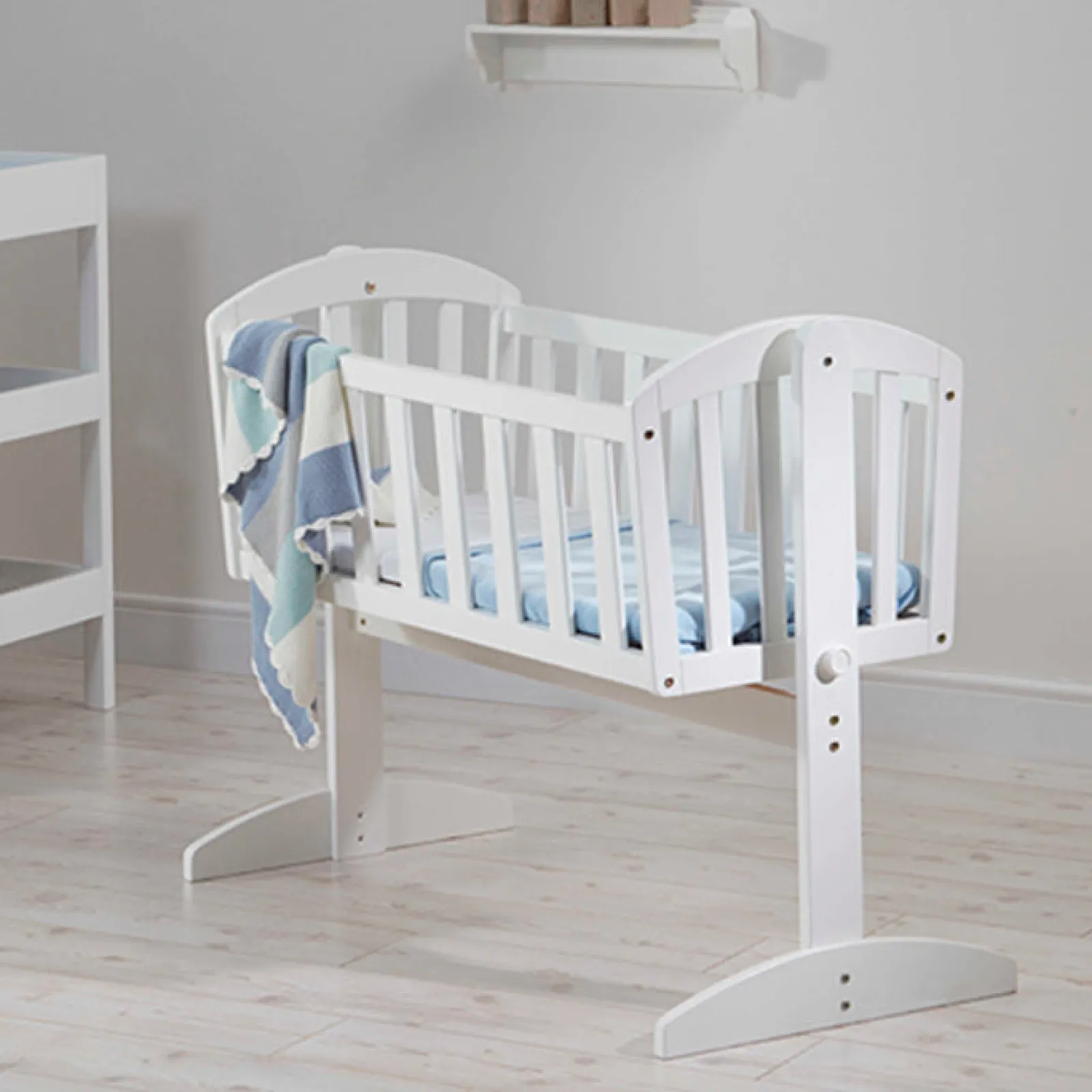 Kinder Little Helper Deluxe-Wiegenlied Für Neugeborene, Umweltfreundliches Holzbett Und Matratze | Klares Weiß