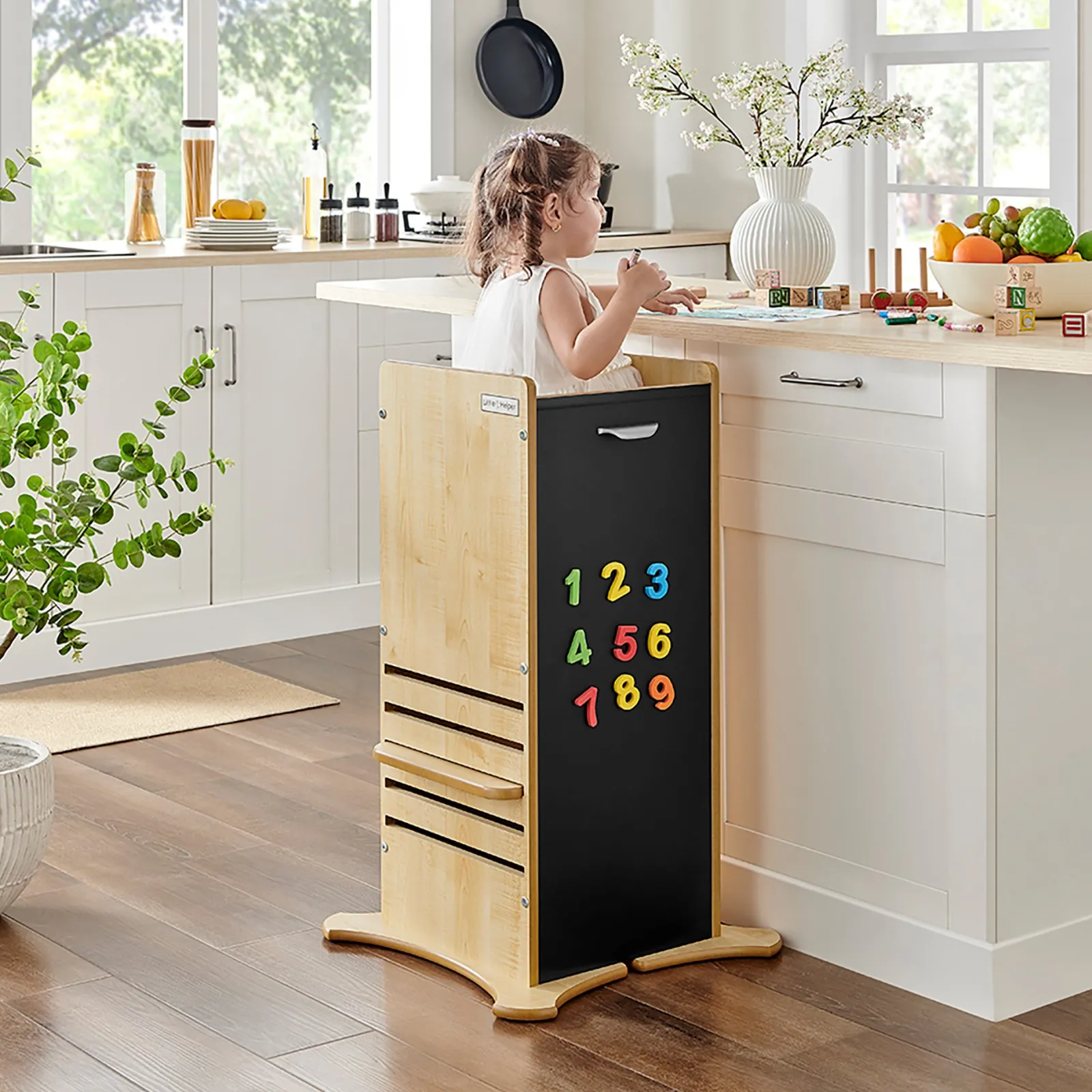 Little Helper Der Original-Küchenhelfer | Montessori 3-in-1-FunPod-Lernturm | Magnet- und Tafel-Seitenteile