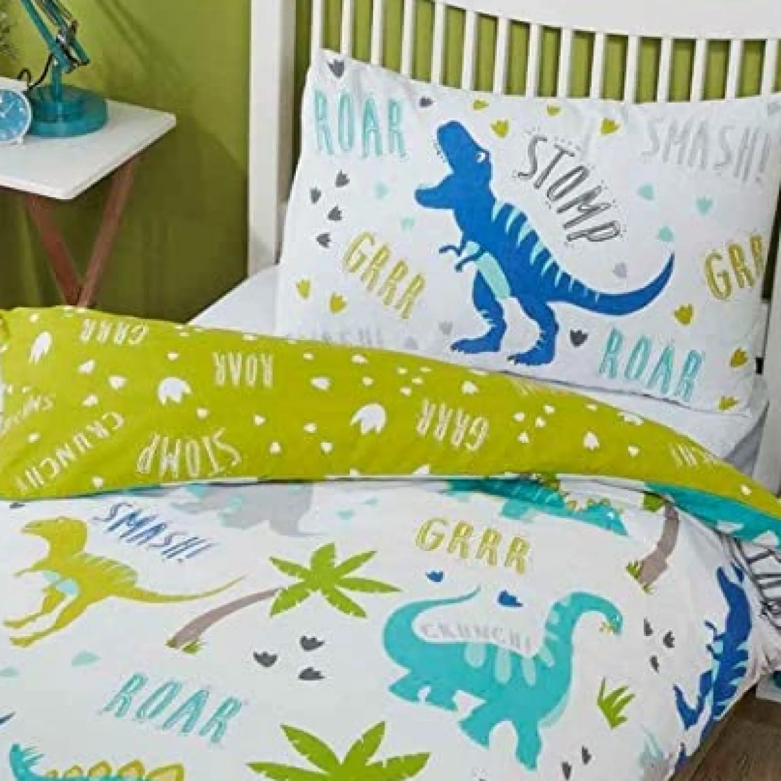 Kinder Little Helper Diddi Dino Kleinkinder-Bettwäsche | Kinderbettwäsche-Sets | Set mit Bettbezug und Kissenbezug für Einzelbett