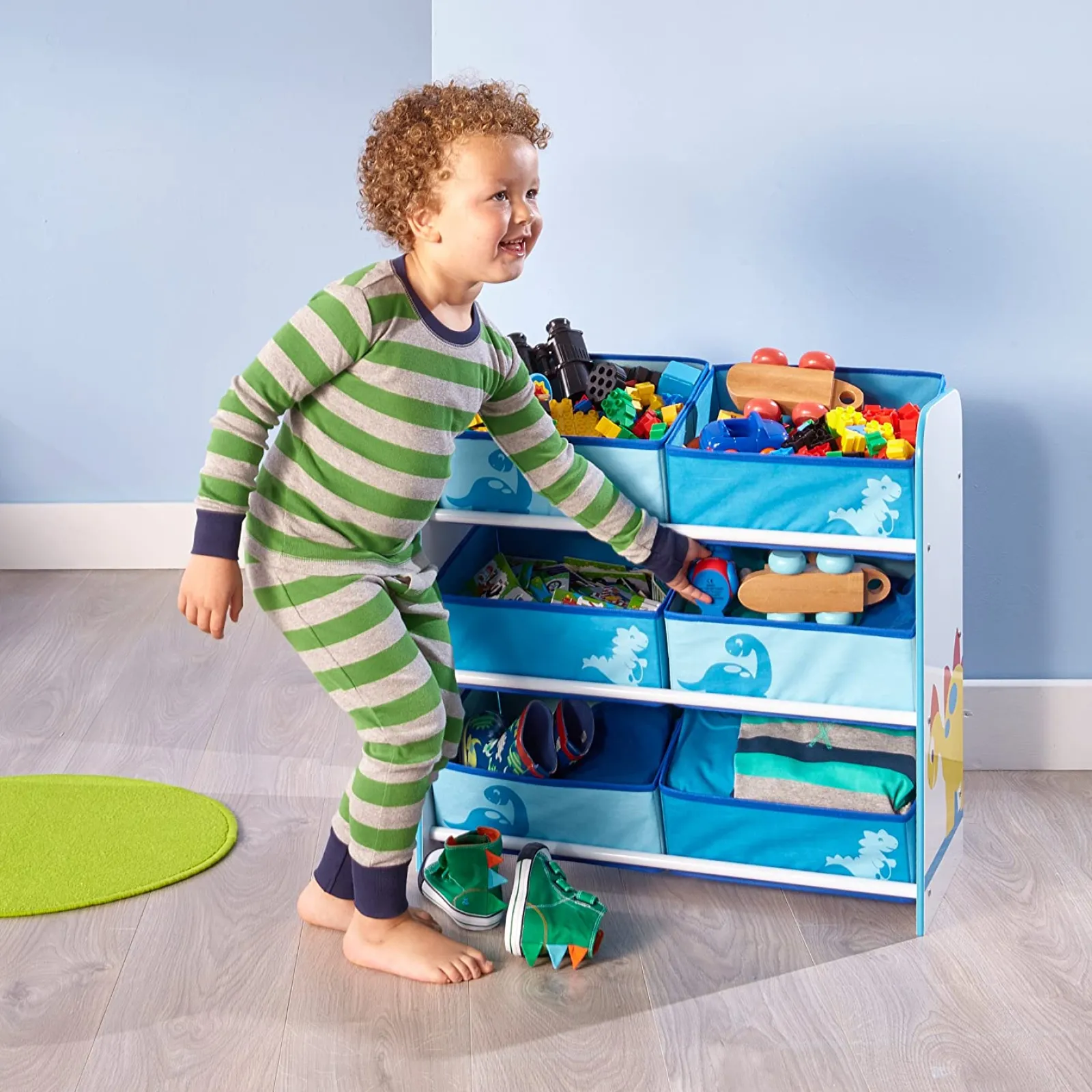 Kinder Little Helper Diddi Dino-Aufbewahrung Für Kinderspielzeug | Aufbewahrung Mit 6 Behältern | Aufbewahrungseinheit Für Kinder