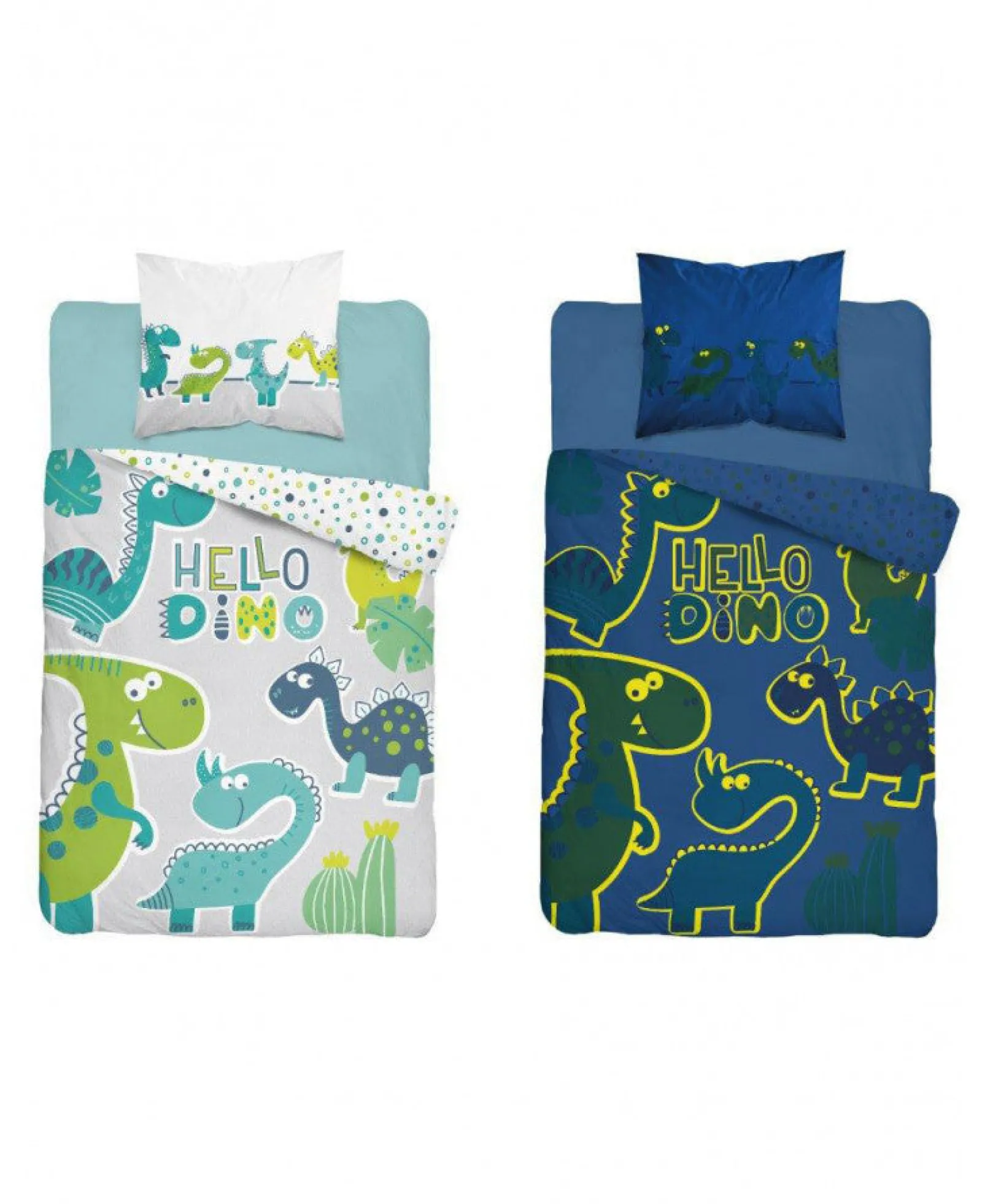 Kinder Little Helper Diddi Dino-Bettwäsche für Kleinkinder, leuchtet im Dunkeln | Kinderbettwäsche-Sets | Set mit Bettbezug und Kissenbezug für Einzelbett