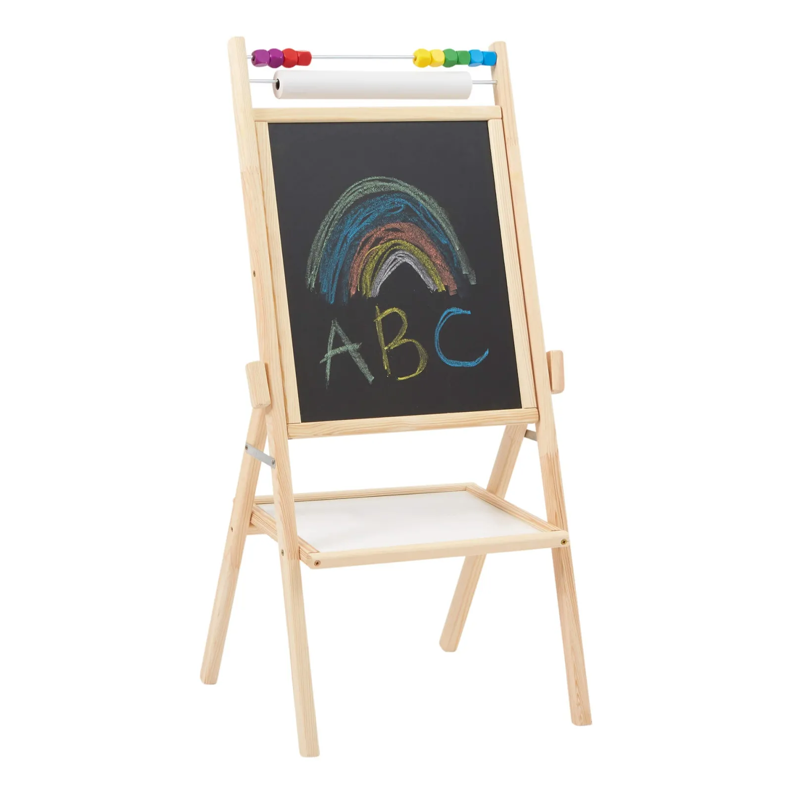 Kinder Little Helper Doppelseitige 4-in-1-Staffelei aus Holz für Kinder | Papierrolle | Zählperlen | 35-teiliges Zubehör | Ab 3 Jahren