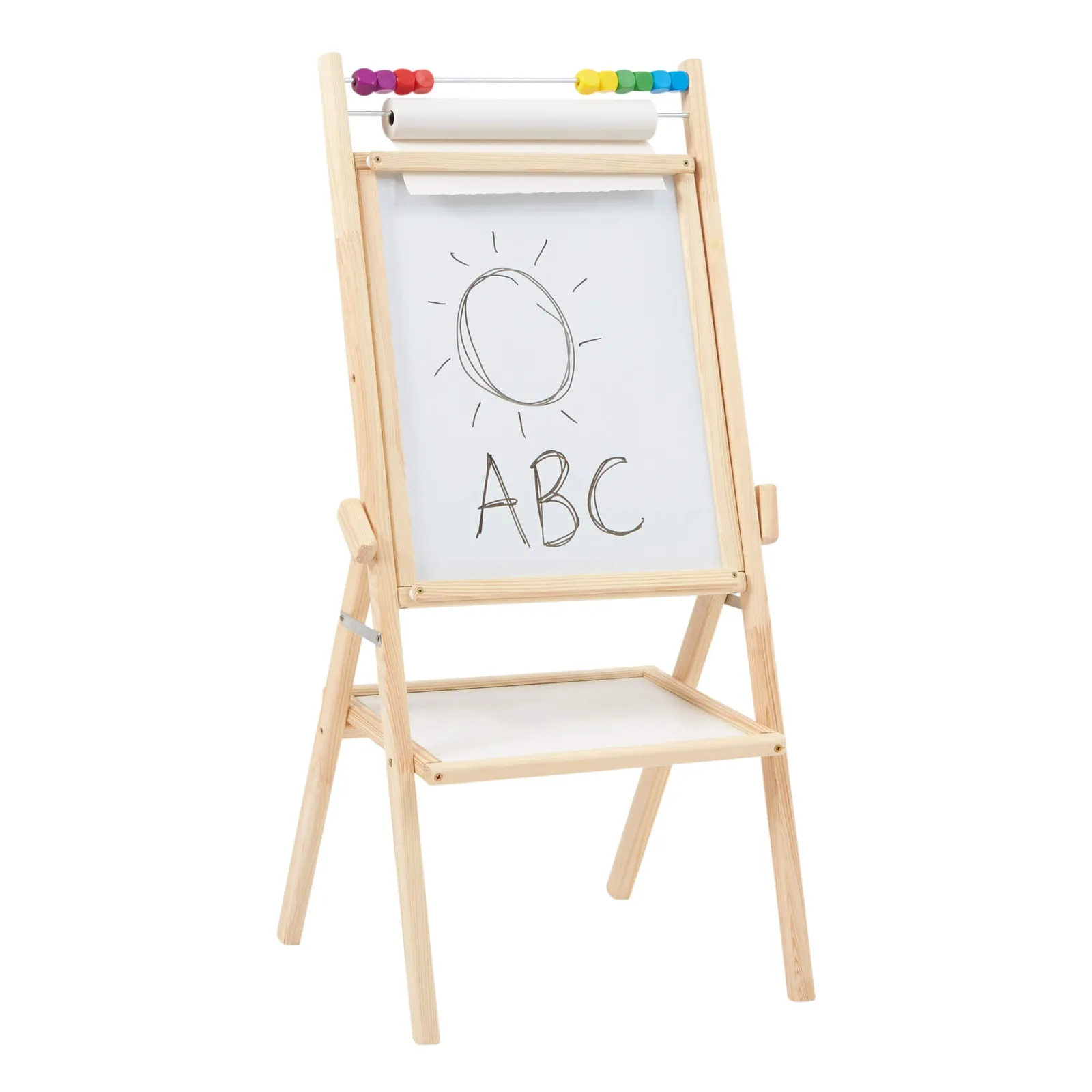 Kinder Little Helper Doppelseitige 4-in-1-Staffelei aus Holz für Kinder | Papierrolle | Zählperlen | 35-teiliges Zubehör | Ab 3 Jahren