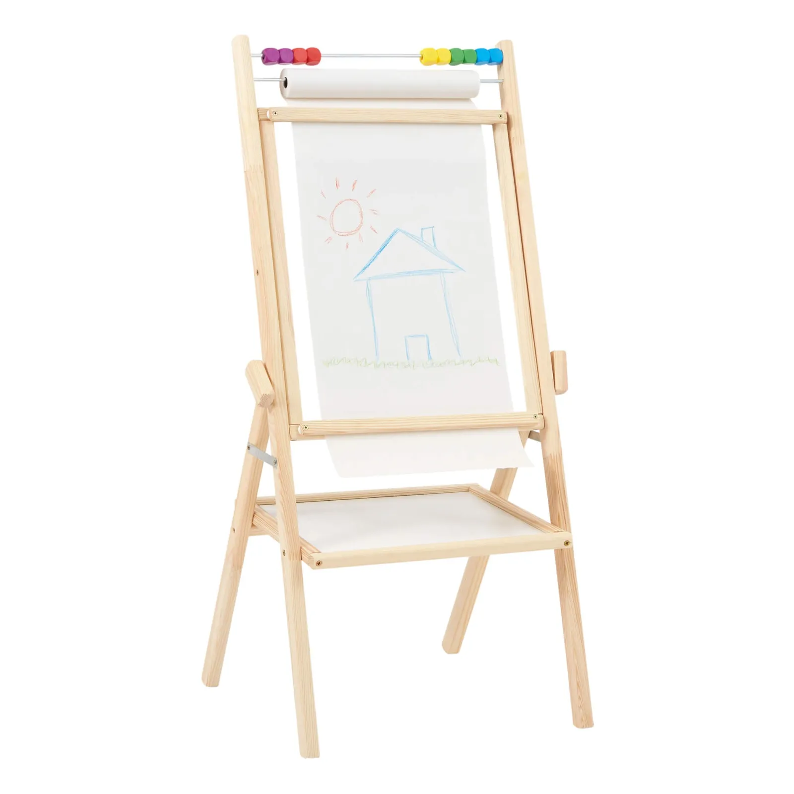 Kinder Little Helper Doppelseitige 4-in-1-Staffelei aus Holz für Kinder | Papierrolle | Zählperlen | 35-teiliges Zubehör | Ab 3 Jahren