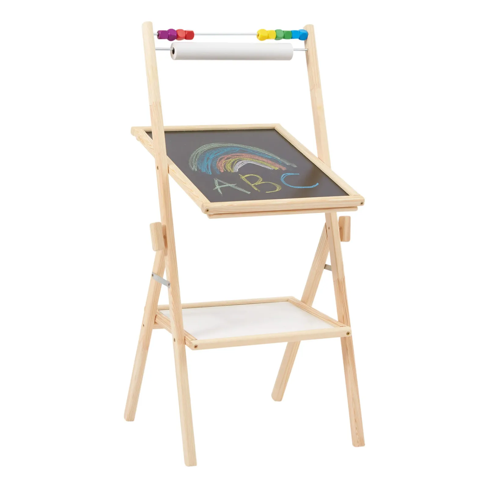 Kinder Little Helper Doppelseitige 4-in-1-Staffelei aus Holz für Kinder | Papierrolle | Zählperlen | 35-teiliges Zubehör | Ab 3 Jahren