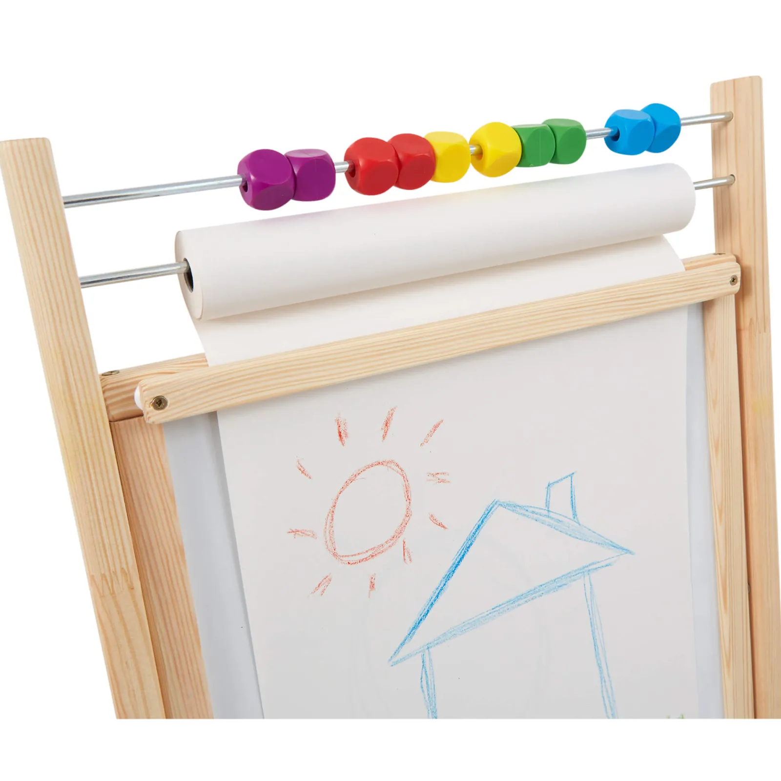 Kinder Little Helper Doppelseitige 4-in-1-Staffelei aus Holz für Kinder | Papierrolle | Zählperlen | 35-teiliges Zubehör | Ab 3 Jahren