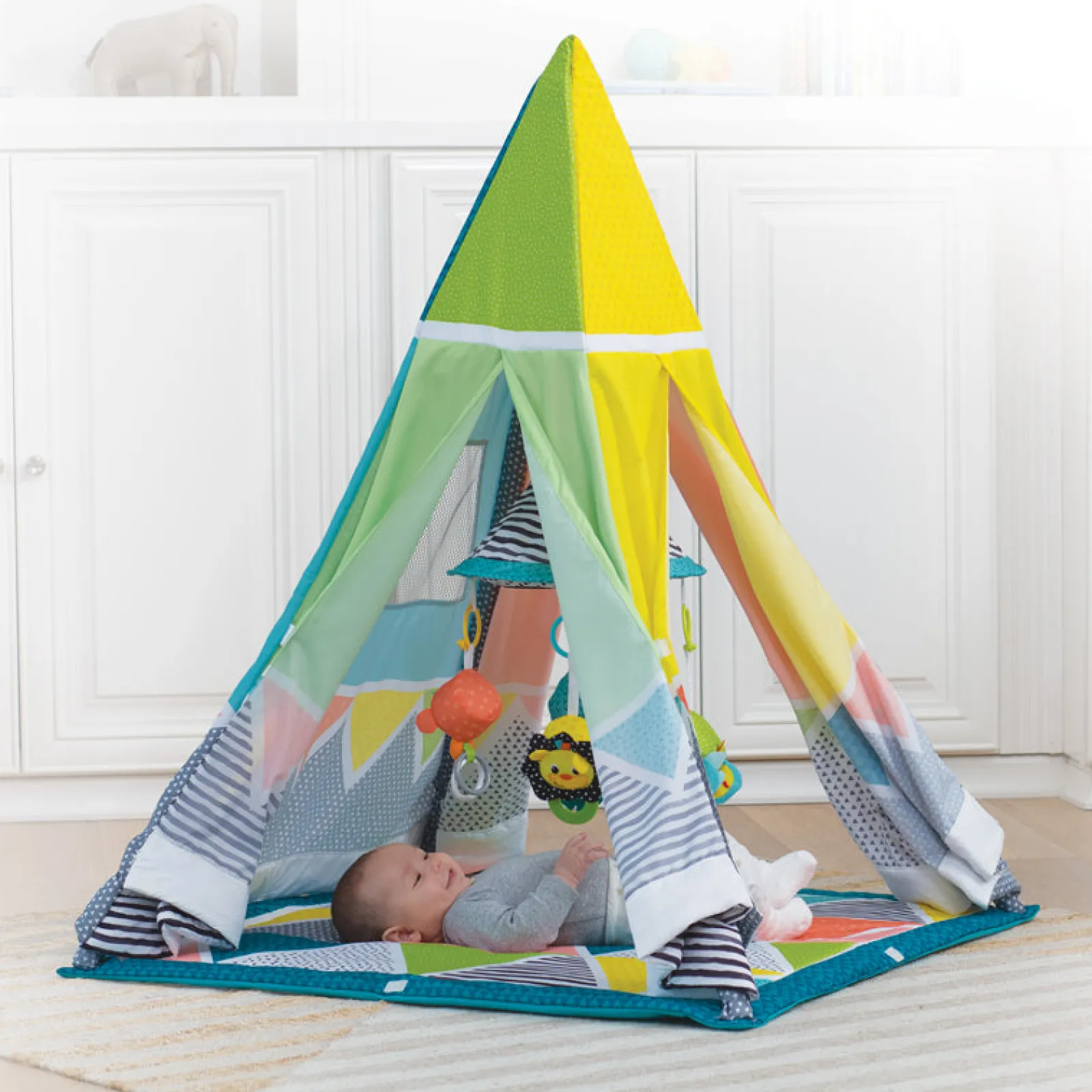 Kinder Little Helper Dreieckiges Tipi | Mitwachsendes Aktivitätsgymnastikzentrum für Babys und Kleinkinder | Baby-Spielmatte | Baby-Fitnessstudio