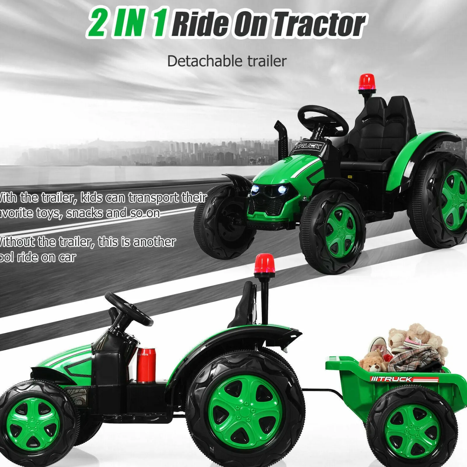 Little Helper Elektroauto für Kinder | Ferngesteuerter Traktor und Anhänger | 12-V-Aufsitzauto | 3-8 Jahre