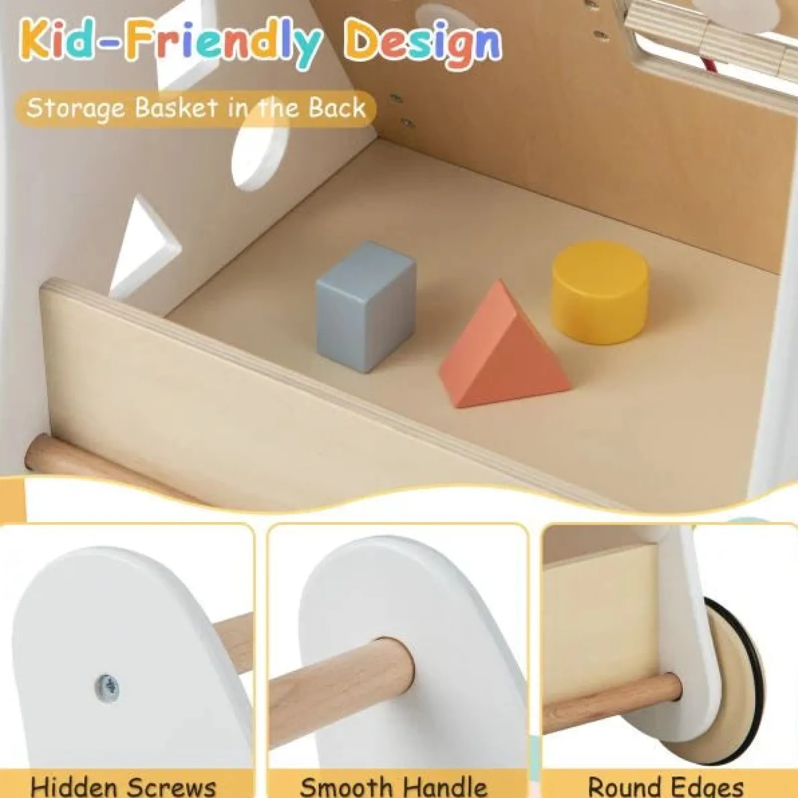 Little Helper Ergonomisch | Haltungsfördernde Lauflernhilfe aus Holz zum Sitzen und Stehen | Mehrere integrierte Spielzeugaktivitäten | 12m+