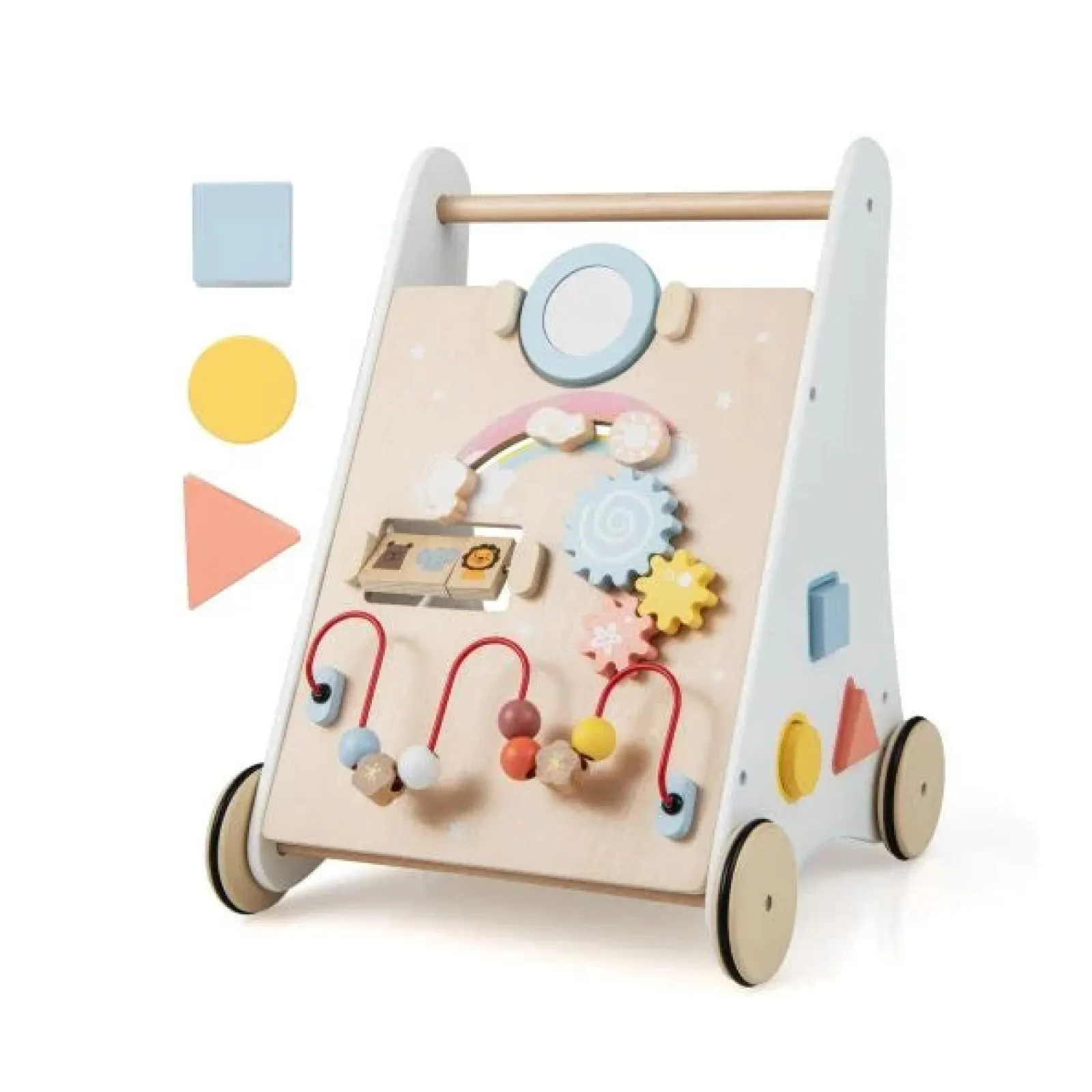 Little Helper Ergonomisch | Haltungsfördernde Lauflernhilfe aus Holz zum Sitzen und Stehen | Mehrere integrierte Spielzeugaktivitäten | 12m+
