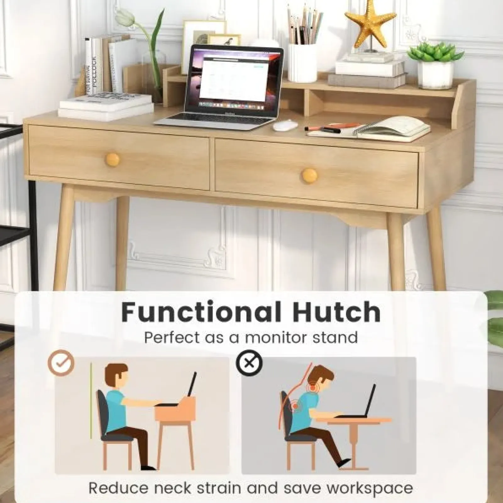 Kinder Little Helper Ergonomischer Hausaufgabenschreibtisch Aus Holz | Lagerung | Ältere Kinder Und Erwachsene | Natürlich