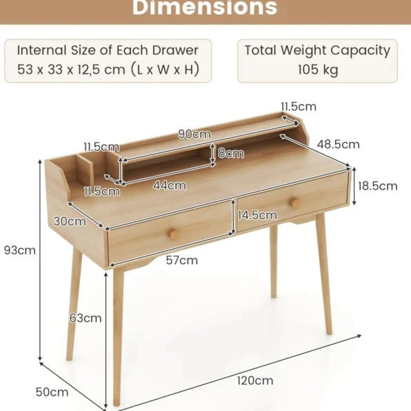 Kinder Little Helper Ergonomischer Hausaufgabenschreibtisch Aus Holz | Lagerung | Ältere Kinder Und Erwachsene | Natürlich