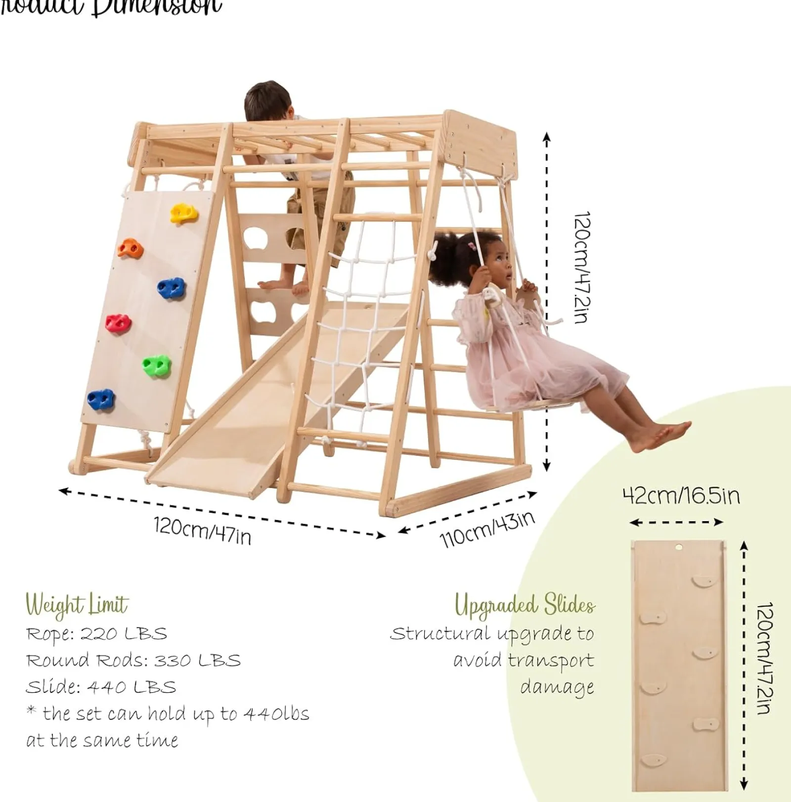 Kinder Little Helper Ergonomisches Design Pikler 8-in-1 Indoor-Klettergerüst aus Ökoholz für Kleinkinder | Kletterwand | Folie | 24m+