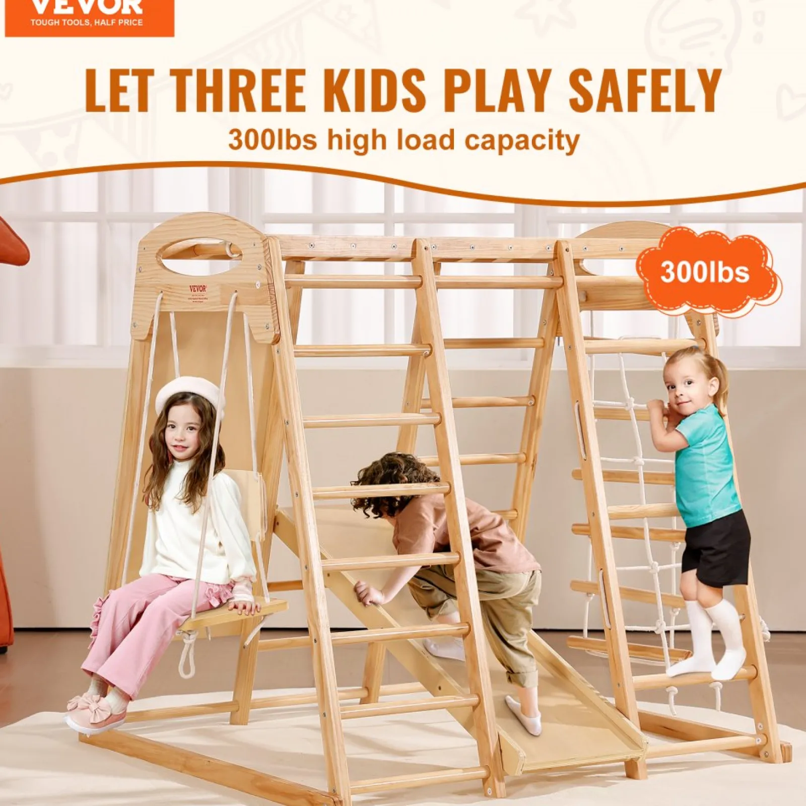 Kinder Little Helper Ergonomisches Pikler 7-in-1 Indoor & Outdoor Klettergerüst für Kleinkinder aus massivem Kiefernholz | Kletterwand | Folie | 2-7 Jahre