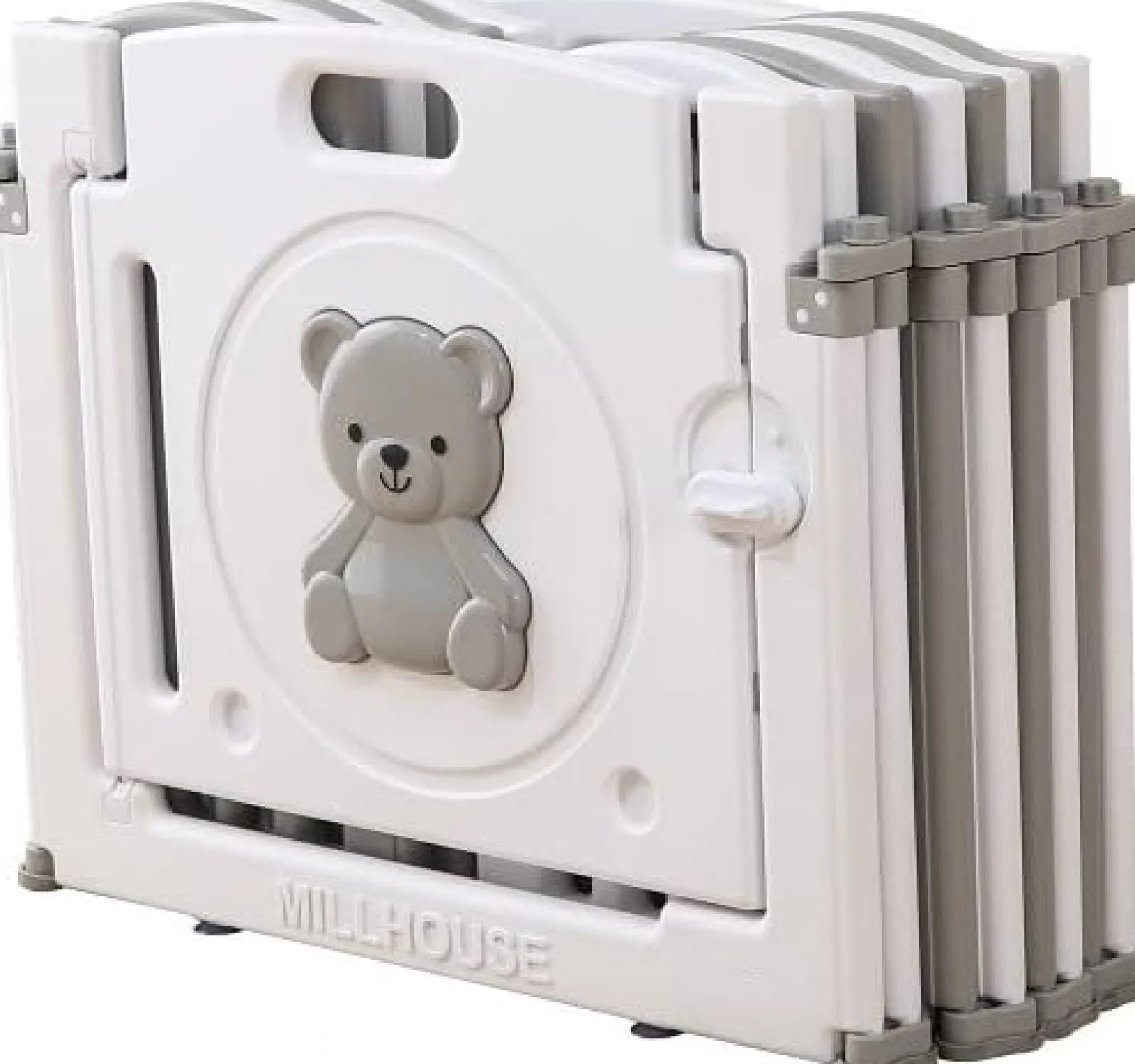 Kinder Little Helper Faltbarer und modularer Baby-Laufstall mit 10 Elementen | Bällebad | Grau und Weiß | Schaumstoffmatten optional