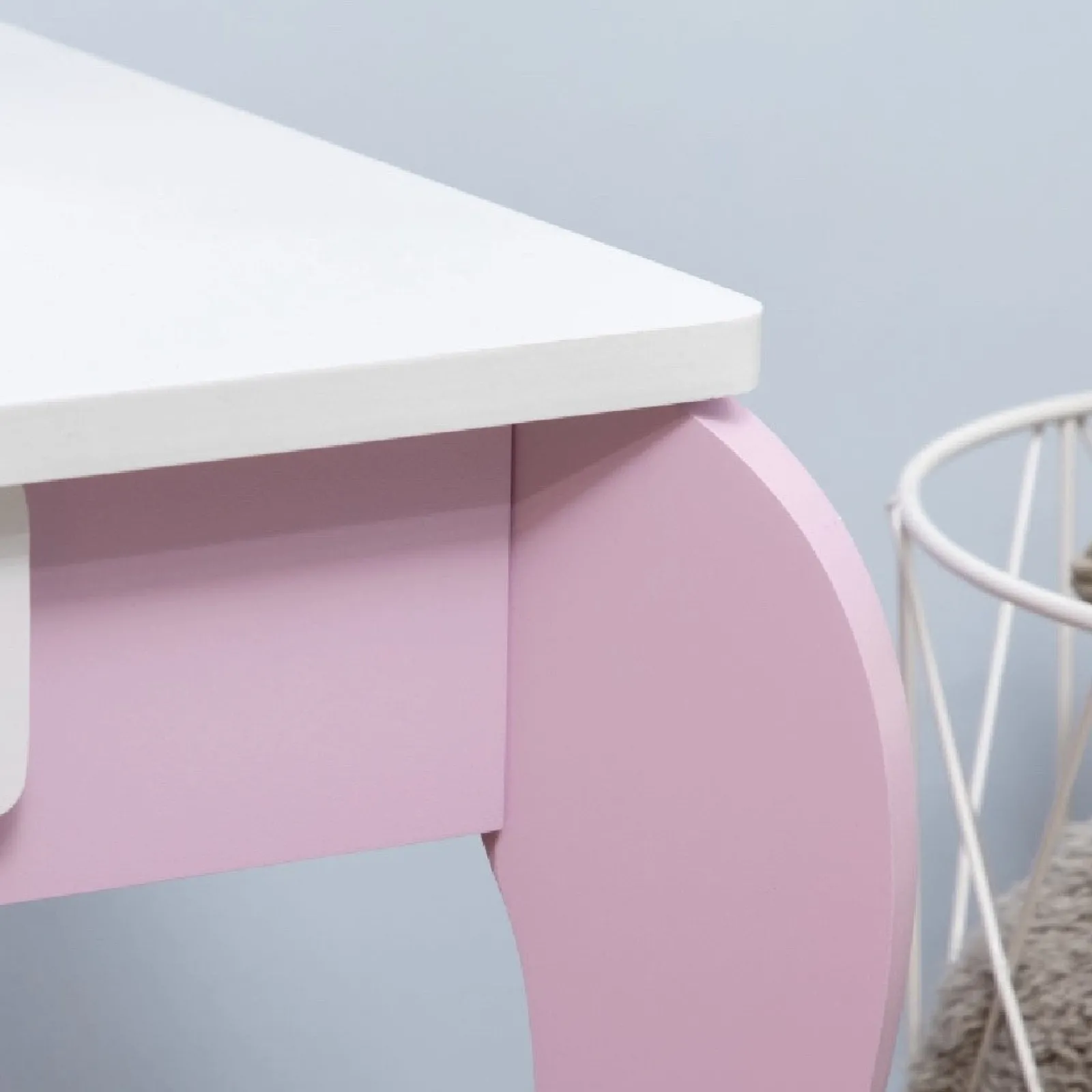 Kinder Little Helper Frisiertisch mit Spiegel und Hocker für Mädchen | Schminktisch mit Schublade | Rosa & Weiß | 3–6 Jahre