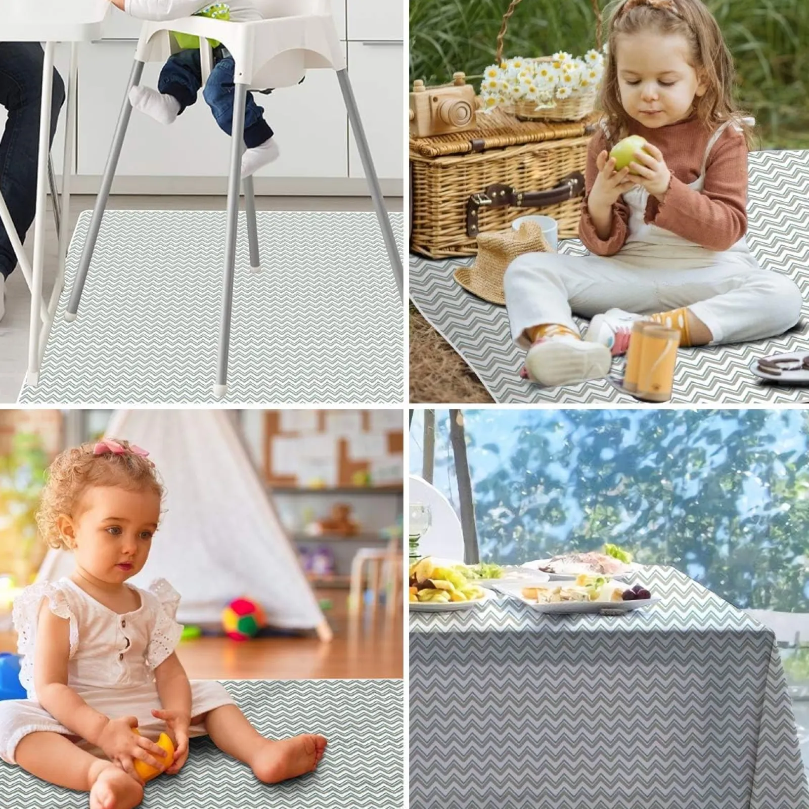Little Helper Große Bodenmatte | Spritzmatte für Babyhochstuhl und Töpfchentraining | 1,35 x 1,35 m | Grau