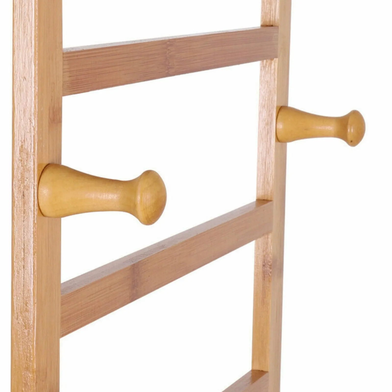 Kinder Little Helper Große Kleiderstange aus Bambusholz | Stange mit 3 offenen Ablagen und 4 Haken | Offener Kleiderschrank mit Rollen