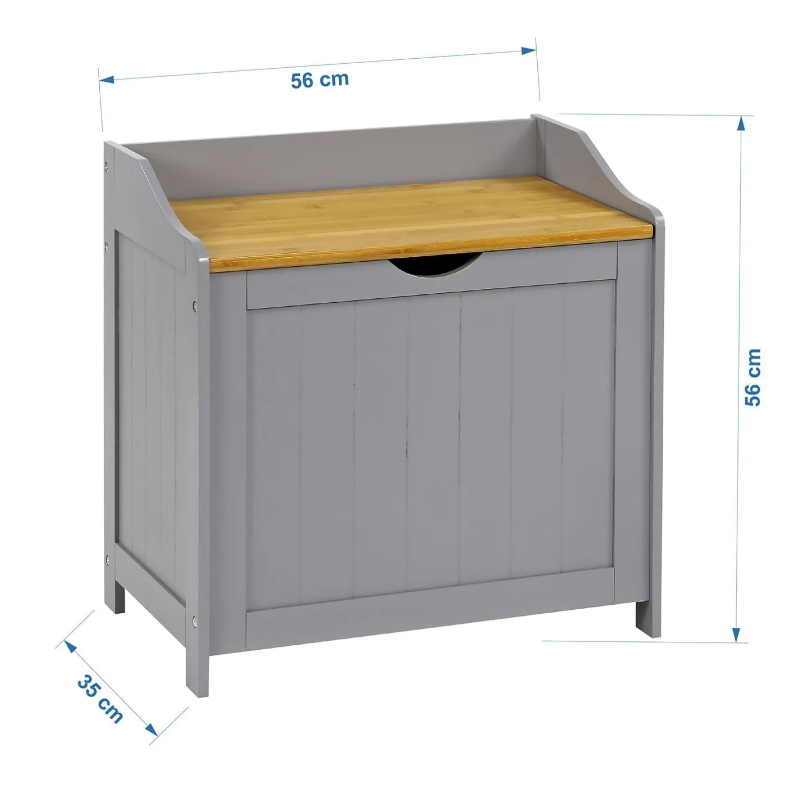 Kinder Little Helper Große Spielzeugkiste und Bank aus Holz mit langsam öffnendem Scharnier | Ottomane | Deckenbox | Grau mit natürlichem Bambusdeckel