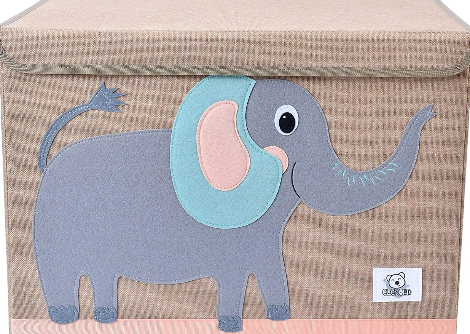 Kinder Little Helper Große zusammenklappbare Montessori-Spielzeugkiste für Kinder mit Klappdeckel | Robuste Leinwand | 10 Tiermotive | 3D-Applikation