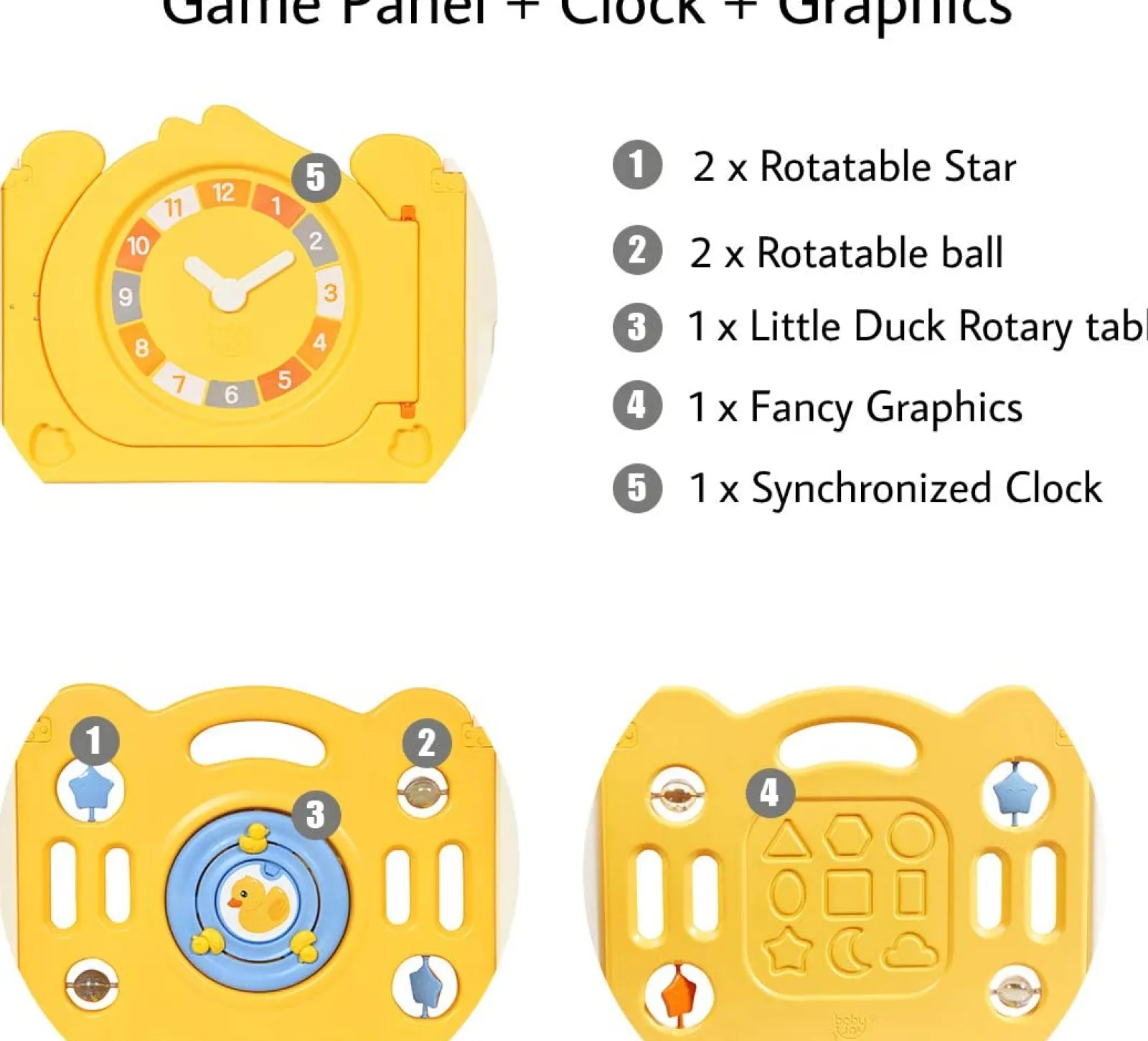 Kinder Little Helper Großer faltbarer Baby-Laufstall mit 12 Elementen und Bällebad | Gelbes Sunshine-Design mit „Auto“-Motiv