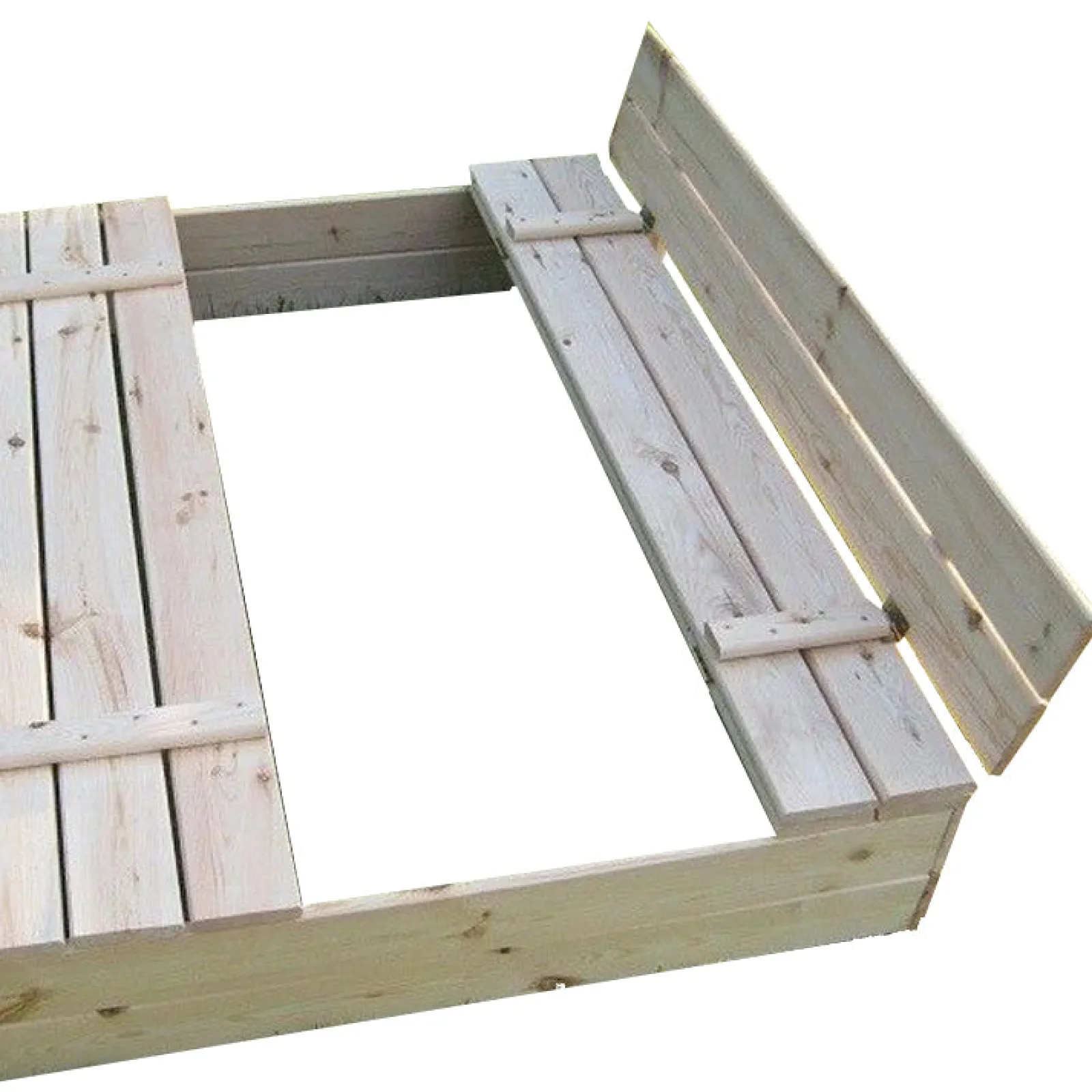 Little Helper Großer robuster Deluxe-Sandkasten aus 100 % natürlichem FSC-Kiefernholz, 1,2 m | Deckel und Bank | 3-11 Jahre