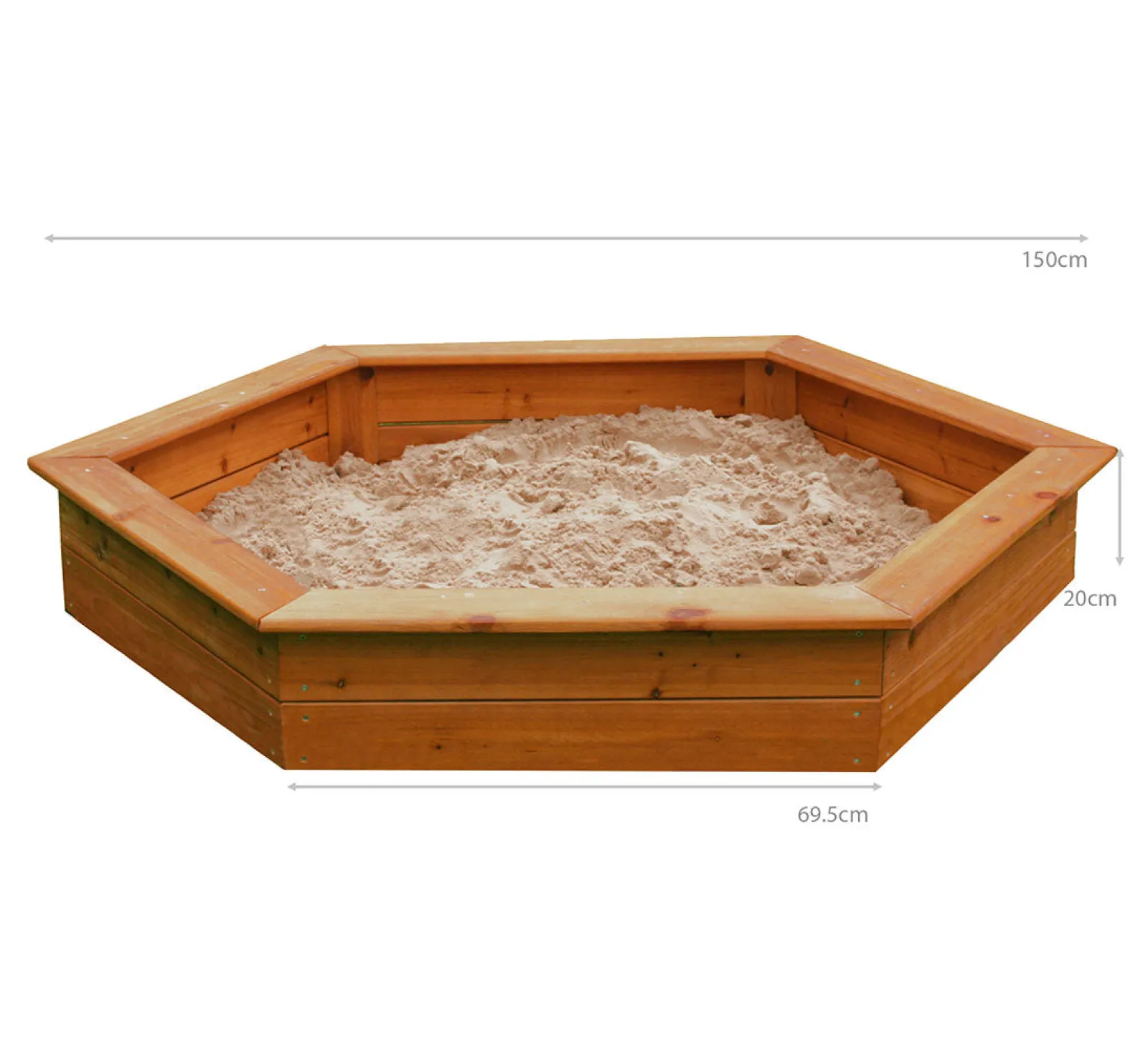 Little Helper Großer sechseckiger Öko-Sandkasten aus Holz für Kinder mit Abdeckung | 1,5m Durchmesser | 12m+