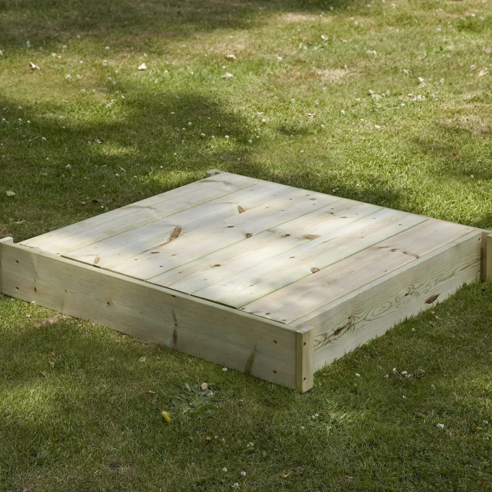 Little Helper Großer, umweltbewusster FSC-zertifizierter Sandkasten aus 100 % natürlichem Holz für Kinder mit Deckel, Sitzen und Bodeneinlage | 2–12 Jahre | 1,2 x 1,14 m im Quadrat